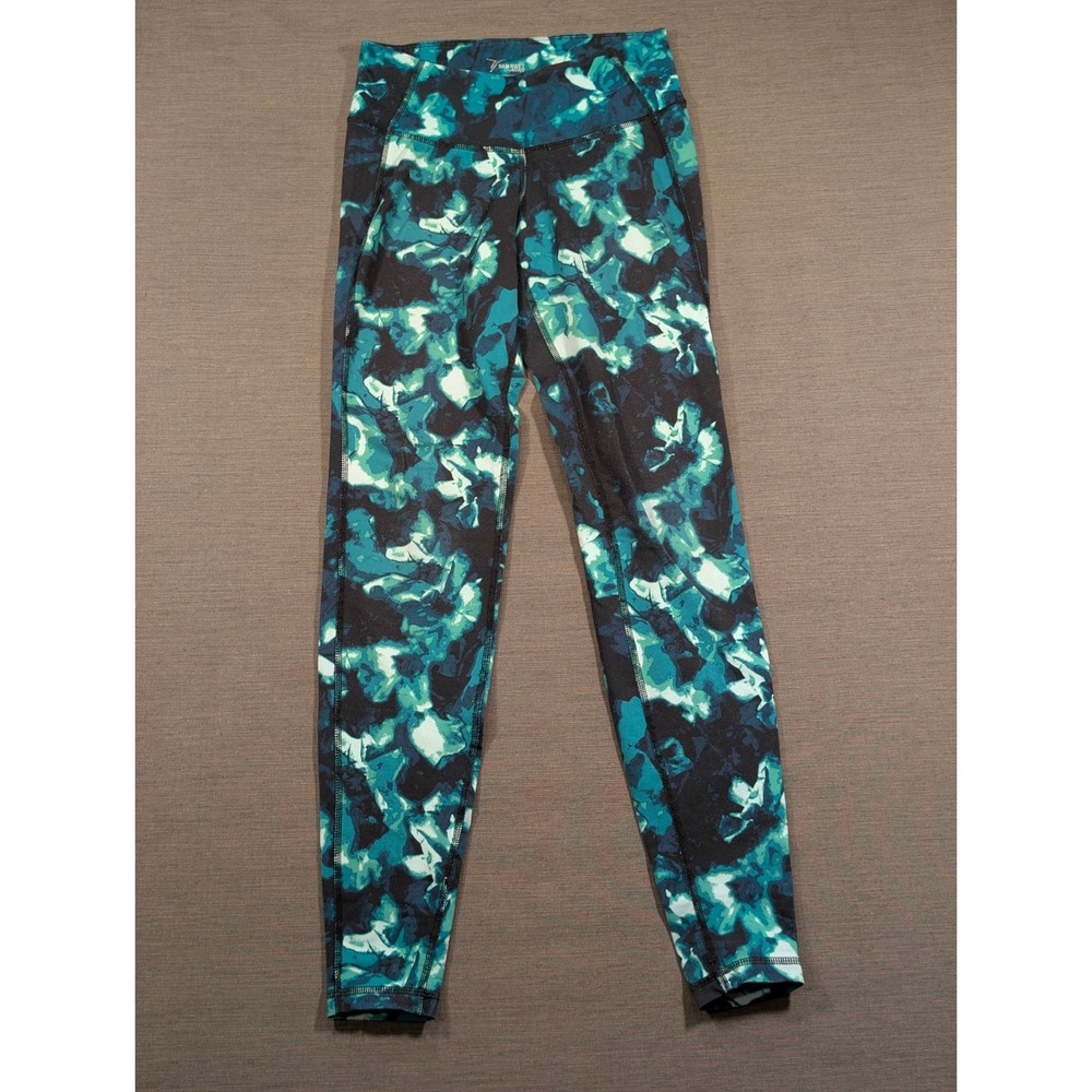 Old Navy Active Teal Blue Abstract Print Workout Athletic Leggings Xsmall